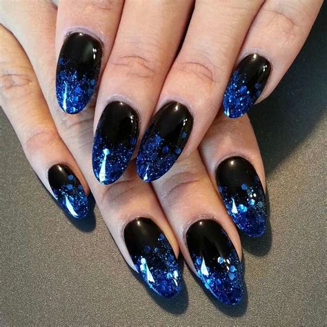 Black And Blue Ombre Nails Black And Blue Nails Blue Nails