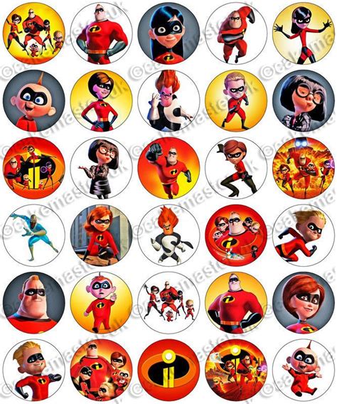 30 X The Incredibles 2 Fun Party Edible Wafer Paper Cupcake Toppers