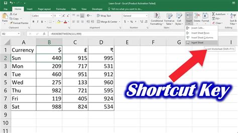 Shortcut To Insert New Worksheet In Excel