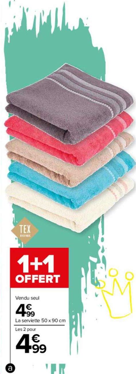 Promo La Serviette X Cm Tex Home Chez Carrefour Icatalogue Fr