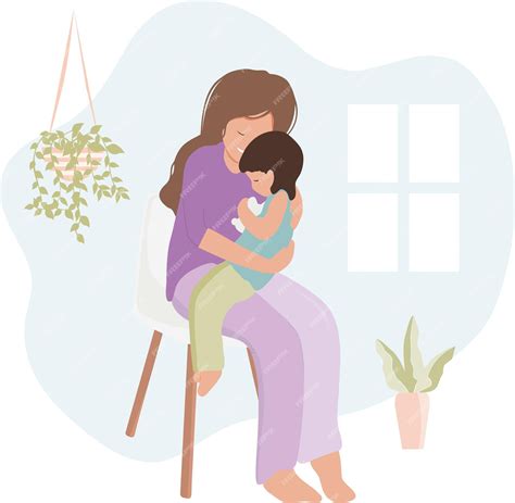 Uma jovem mãe com um bebê nos braços a mãe segura a criança no colo ...
