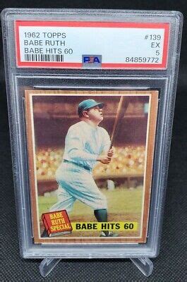 1962 Topps Baseball Babe Ruth Babe Hits 60 139 PSA 5 New York Yankees