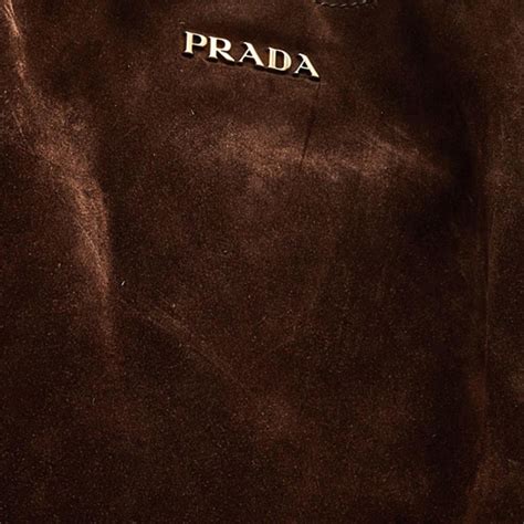 Prada Brown Suede Scamosciato Logo Tote At Stdibs