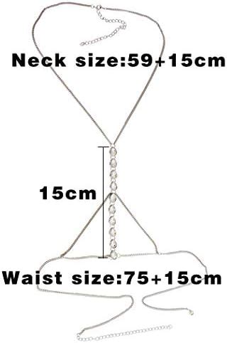 Sethain Boho Kristall Körper Kette Silber Strass Ketten Bikini Körperzubehör Schmuck für Frauen