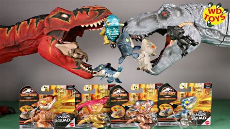 New Jurassic World Camp Cretaceous 16 Dinosaur Toys Unboxed Snap Squad Indominus Rex Vs Trex