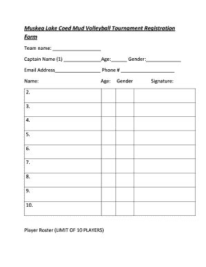 Volleyball Tournament Registration Form Fill Online Printable