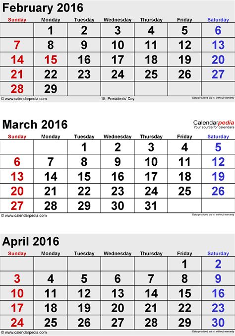 April 2016 Calendar Templates For Pdf Excel And Word