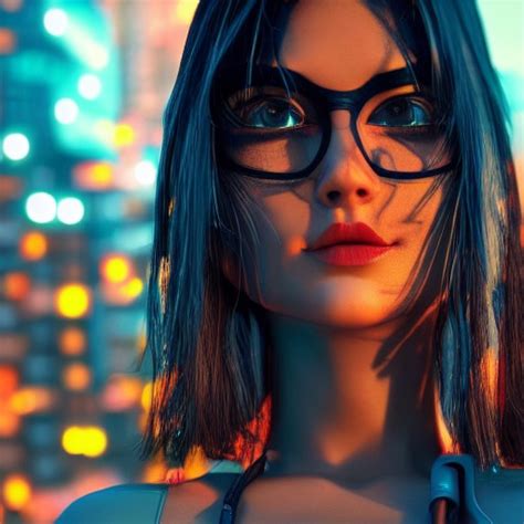 Bikini Girl Detailed Face Spotlight Cyberpunk City Wired Mu Arthub Ai