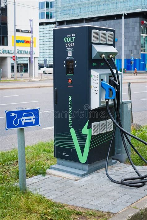 Electric Car Charging Station In City Center Editorial Photography