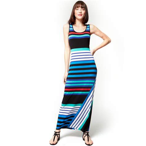 Lyst Calvin Klein Sleeveless Striped Maxi Dress In Blue