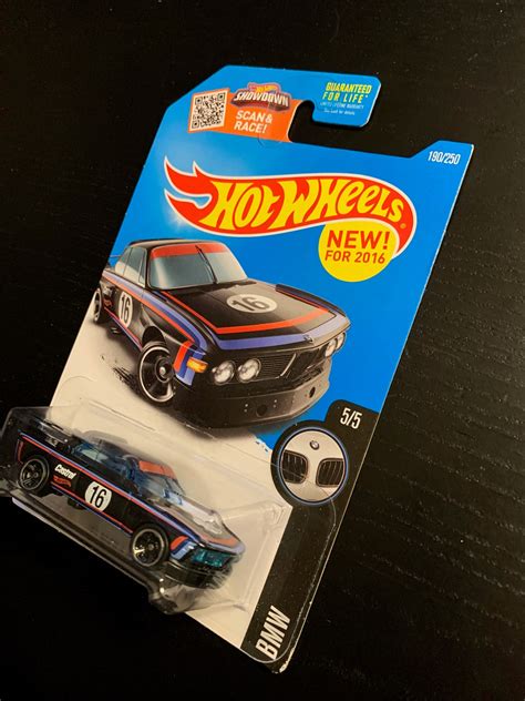 Hot Wheels Bmw Csl Race Car Black With Blue And Red Stripes Long Card Hard To