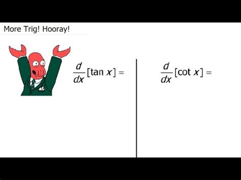 Derivatives Of Tan X And Cot X Youtube