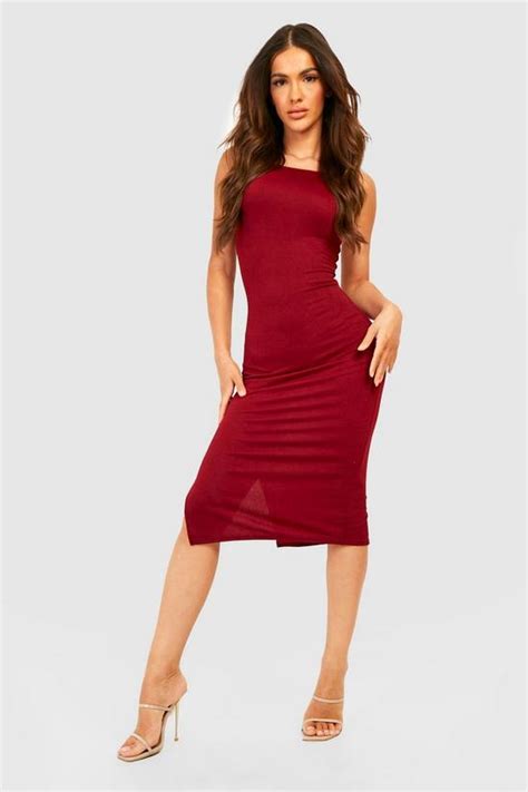 Dresses Square Neck Bodycon Midi Dress Boohoo