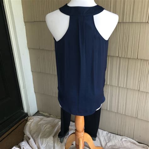 Naked Zebra Tops Nwt Naked Zebra Navy Blue Crossover Tank Poshmark