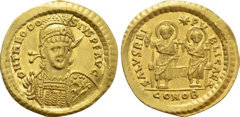 Biddr Numismatik Naumann Auction 88 Lot 813 THEODOSIUS II 402 450