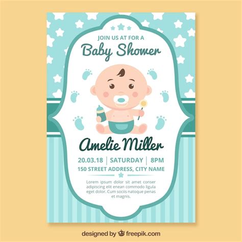 Plantilla De Invitaci N A Baby Shower Vector Gratis