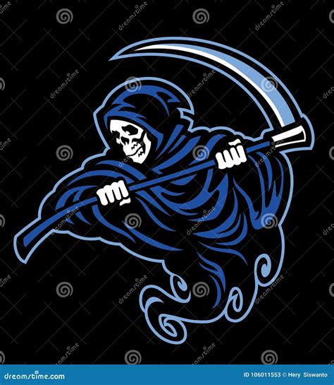 Skull Of Grim Reaper With The Sickle Stock Vector Illustration Of