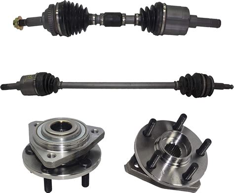 Detroit Axle Pair 2 Front Cv Axle Drive Shafts And 2 Wheel