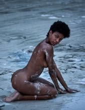 Ebonee Davis Shows Off Her Naked Body In A Various Poses On The Beach In A Photoshoot By David