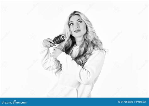 Where Girls Go To Play Girl With Long Blonde Blowing Curly Hair Womens Beautiful Hair Stock