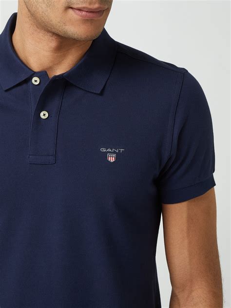 Gant Slim Fit Poloshirt Aus Piqu Marineblau Online Kaufen