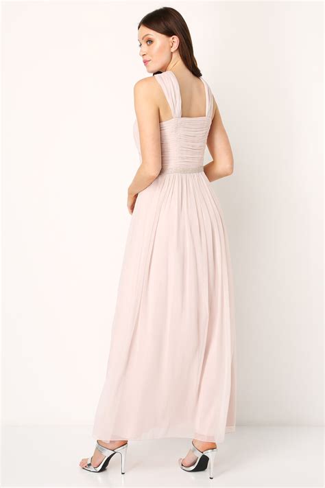 Bead Embellished Maxi Dress In Light Pink Roman Originals Uk