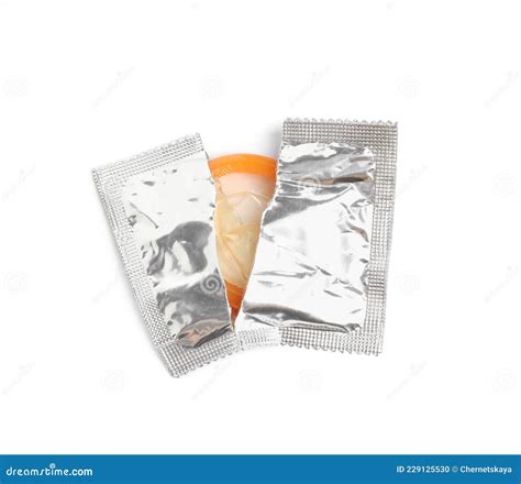 Torn Condom Package Isolated On White Top View Safe Sex Stock Photo Image Of Rubber