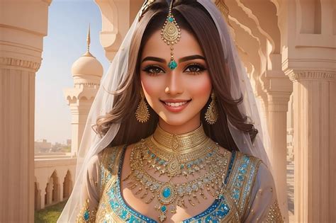 Premium Ai Image Arabic Woman With Jewelry Dress As Princess