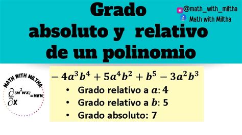 Grado Absoluto Y Relativo De Los Polinomios Para Sexto Grado De