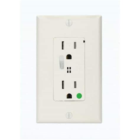 Leviton Decora Plus 15 Amp Hospital Grade Duplex Surge Outlet With Audible Alarm White T8280 W