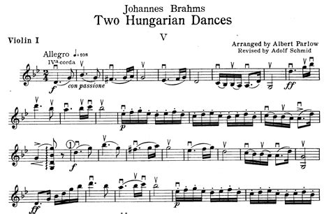 Brahms Hungarian Dance No5 Violin Sheet Music