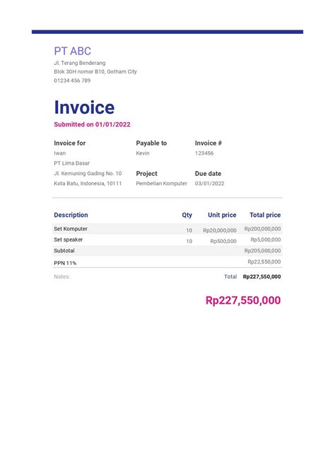 Ini Contoh Invoice Pembayaran Untuk Transaksi Bisnis Onlinepajak