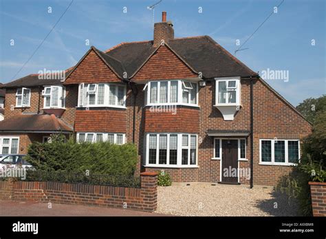 uk england surrey semi detached house   style stock photo alamy