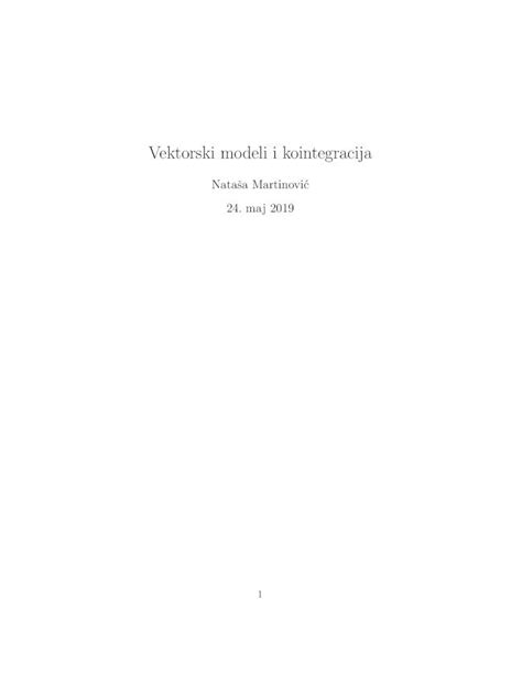 PDF Vektorski Modeli I KointegracijaKada Radimo Sa Vremenskim