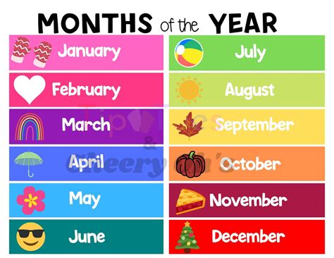 Months of the Year, Homeschool Printable, Classroom Decor, Educational ... 