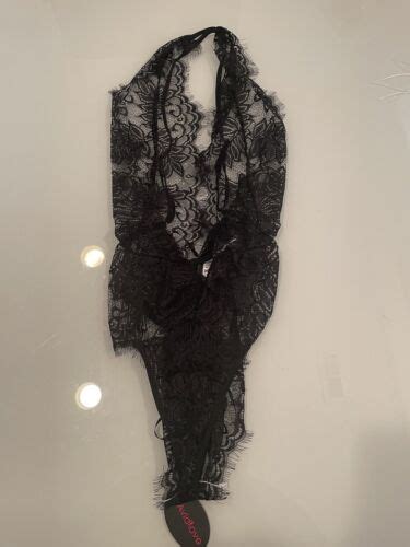AvidLove Lace Lingerie Bodysuit Black One Piece Size Large NWT EBay