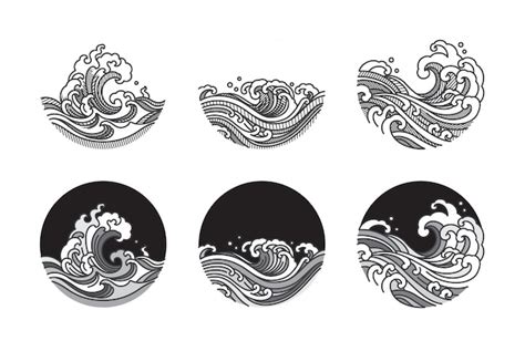 Premium Vector Water Wave Line Art Illustration Set