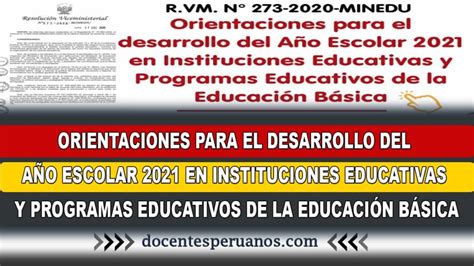 Orientaciones Para El Desarrollo Del A O Escolar En Instituciones