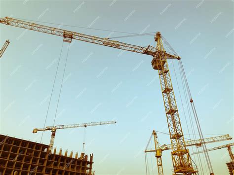 Металлический строительный кран для тяжелых грузов стоит на ...