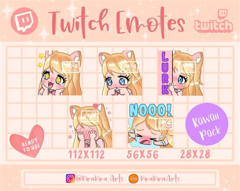 Twitch Emotes Chibi Girl Emotes Kawaii Cute Pack Blonde Hair Cat Ears Cat Girl Discord Emotes