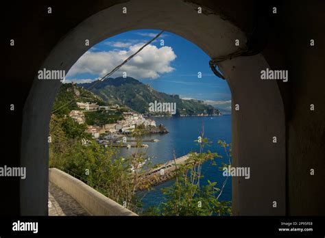 The Italian Coastal Town Of Amalfi Viewed From The Neighbouring