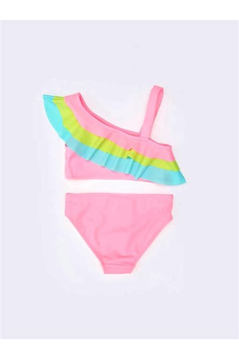 DEEP BEACH Renkli Volanlı Kız Çocuk Bikini Takım Db bt Fiyatı Yorumları Trendyol