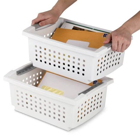 Sterilite Medium Stacking Basket Plastic White