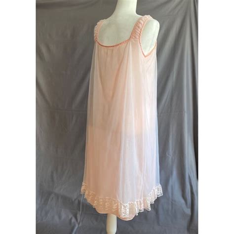 60s Pink Nightgown Vintage Lingerie Aristocratic Lin Gem
