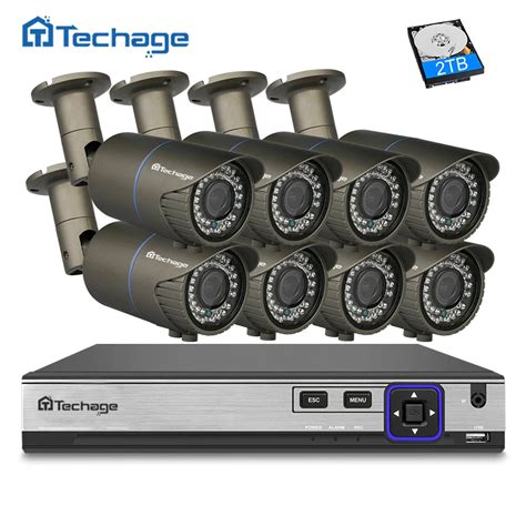 Système de caméra Techage H 265 4MP 8ch PoE NVR 8 caméras IP PoE d