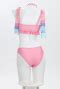 Pm Derivative Swimsuit Kawaii Pink Ruffle Bikini Set Lace Up Top And Low Waist Shorts Two