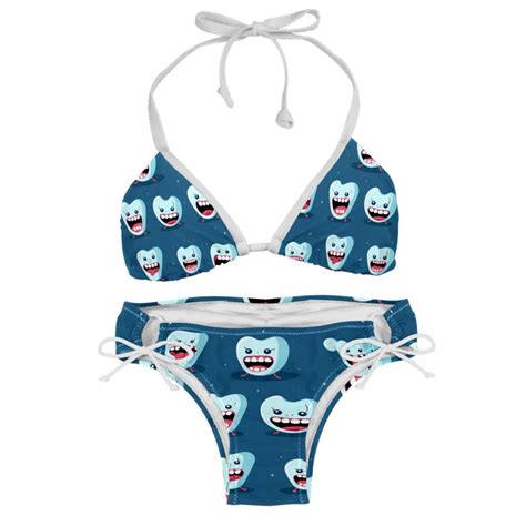 Tiny Teeth Detachable Sponge Adjustable Strap Bikini Set Two Pack Swim Suit Beach Pool