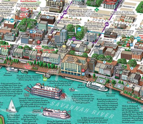 Savannah Historic District Illustrated Map (folded) - Etsy