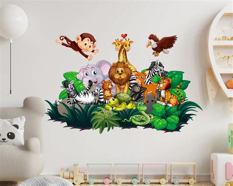 Animal Set Wall Decal Baby Room Decor Safari Animal Decal Etsy