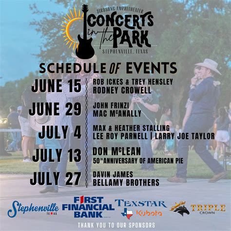 Concerts in the Park – Stephenville Tourism and Visitors Bureau